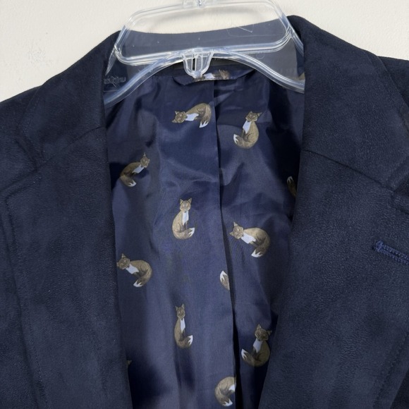 Lauren Ralph Lauren Blazer Mens 44L Navy Blue Faux Suede Sport‎ Coat Fox Lined - Picture 4 of 8